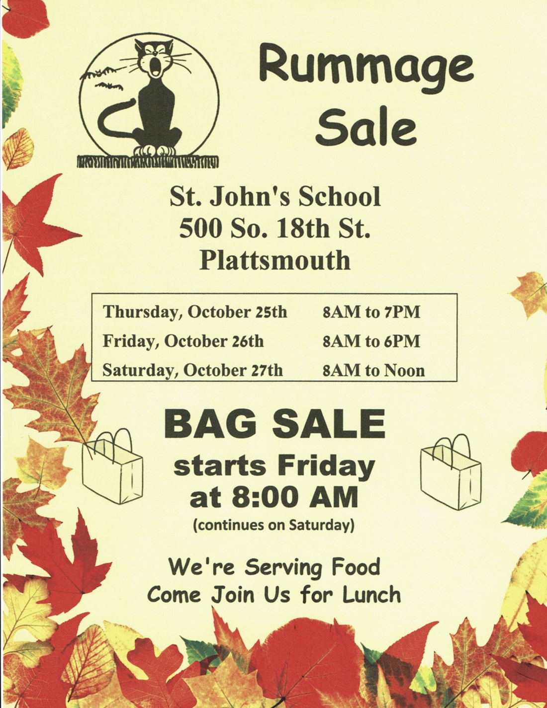Rummage Sale Oct. 2527 Church of The Holy Spirit